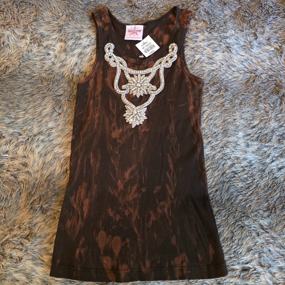 Pretty Punk rhinestone embellished chocolate top